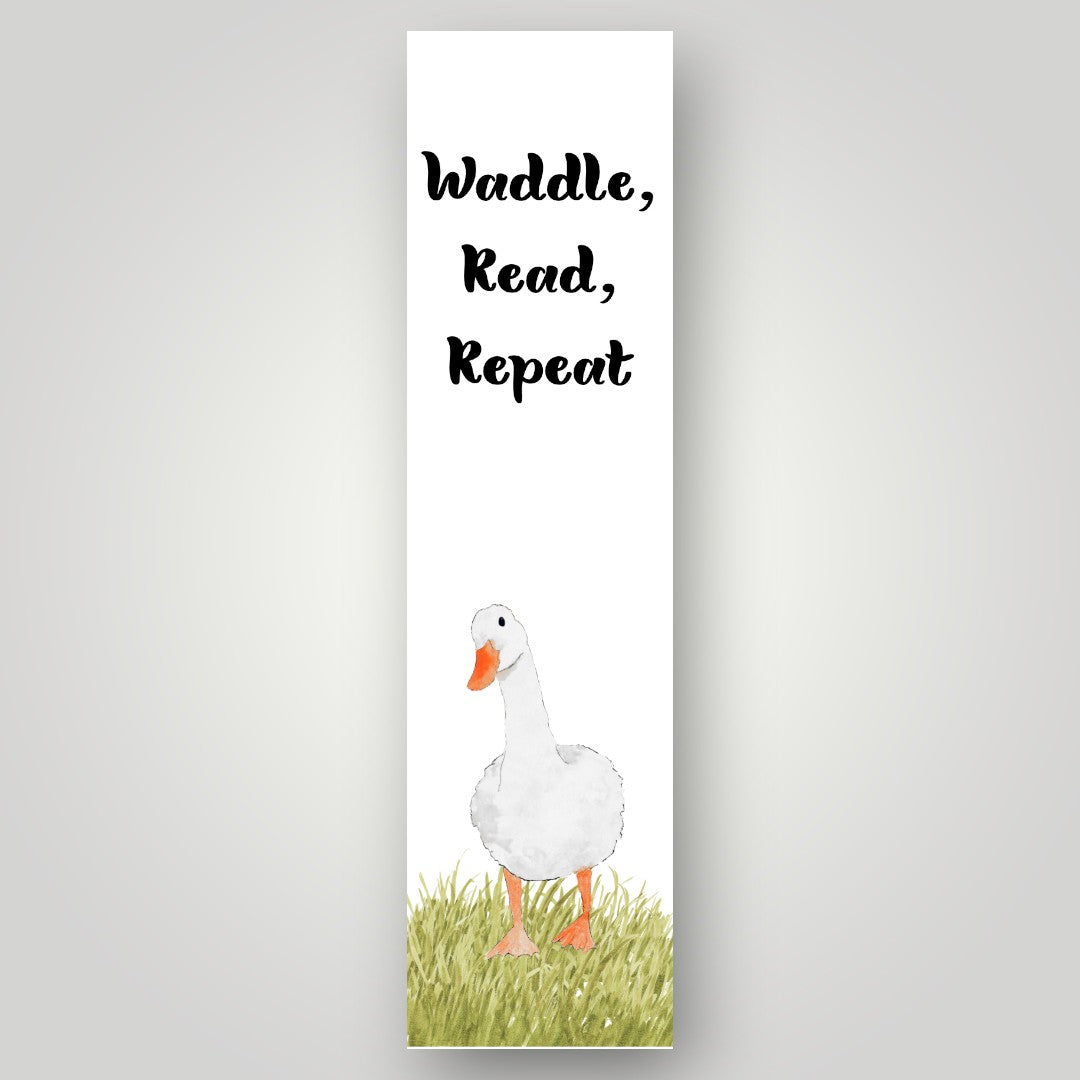 Waddle Read Repeat Goose Bookmark | Watercolor Art Bookmark by SanBCreative