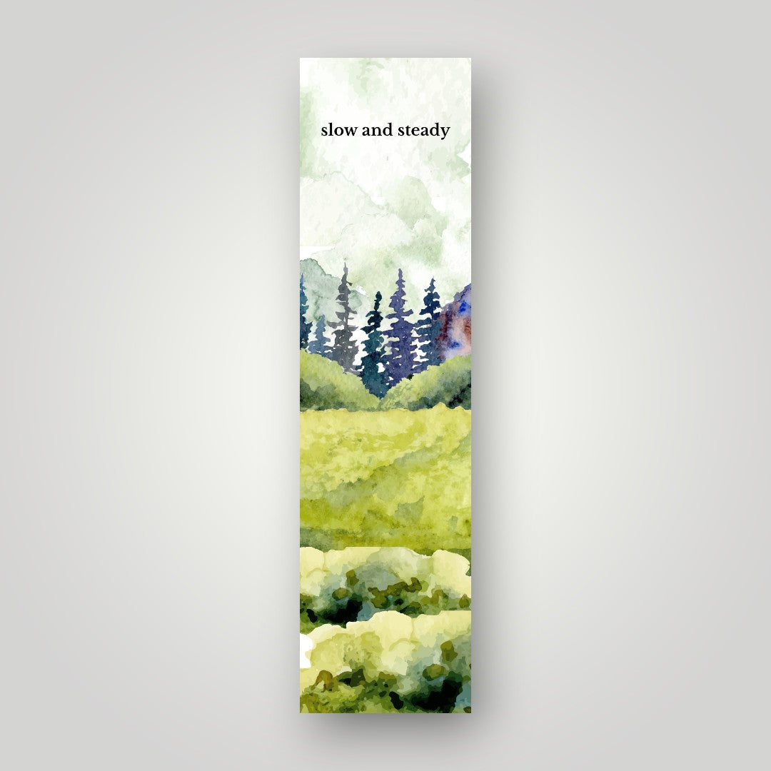 Slow and Steady Mountain Landscape Bookmark | Watercolor Art Bookmark by SanBCreative