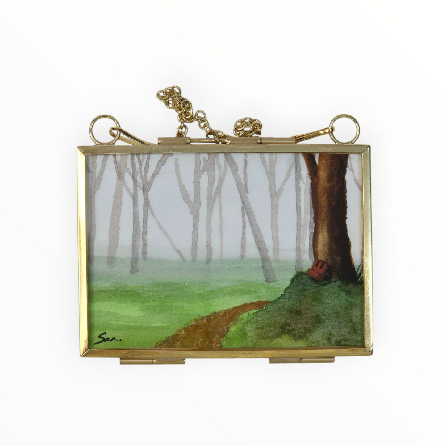 Foggy Forest Path Mini Original Painting | Woodland Art