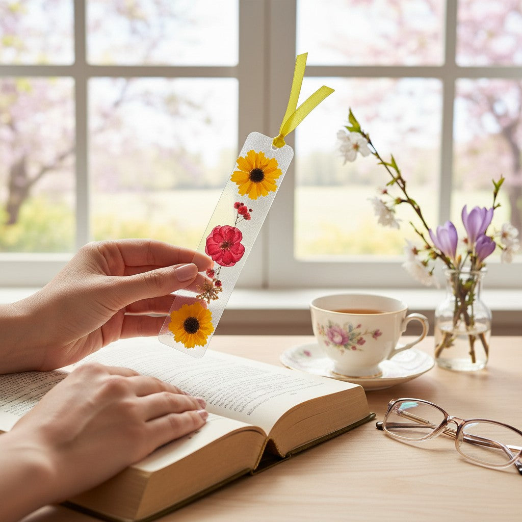 Yellow Pressed Flower Bookmark – Handmade with Real Flowers