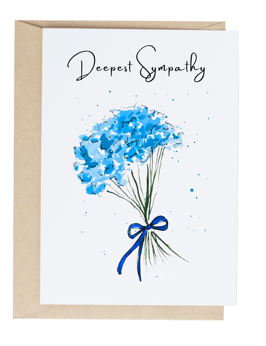 Blue Bouquet Sympathy Greeting Card (A2)