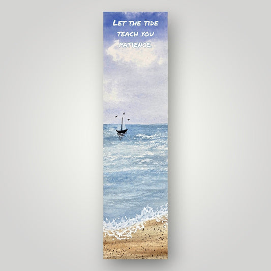 Let the Tide Teach You Patience Beach Bookmark | Watercolor Art Bookmark by SanBCreative