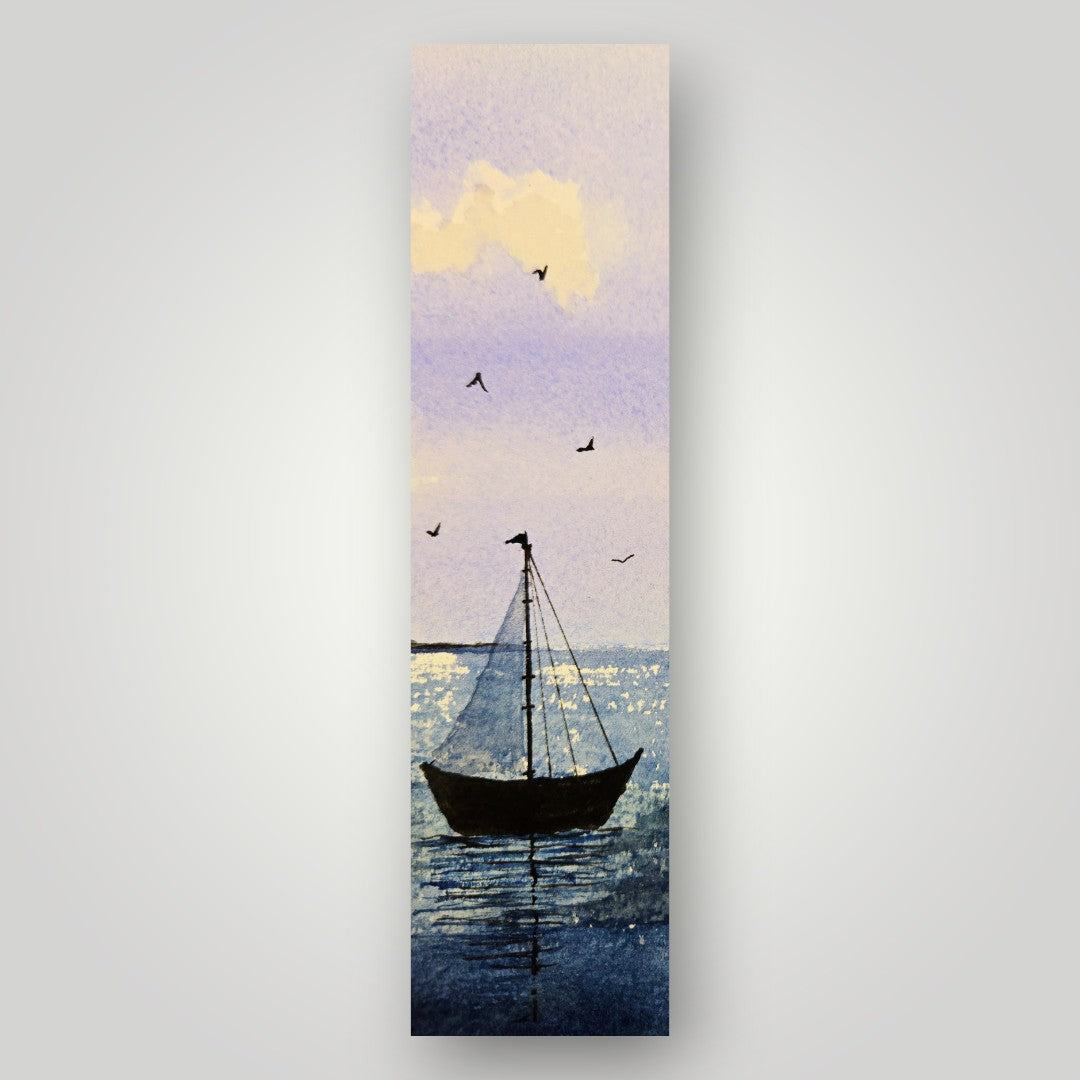 Breathe Sailboat Seascape Bookmark | Watercolor Art Bookmark by SanBCreative
