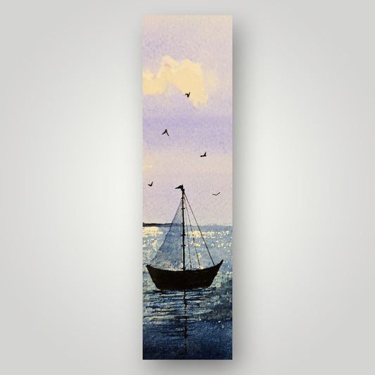 Breathe Sailboat Seascape Bookmark | Watercolor Art Bookmark by SanBCreative