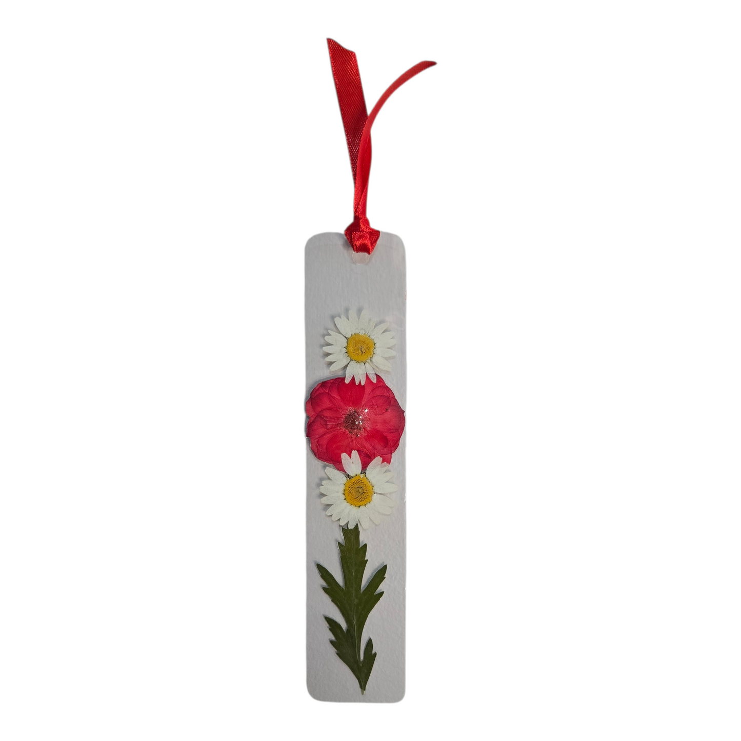 Red Pressed Flower Bookmark – Handmade with Real Flowers