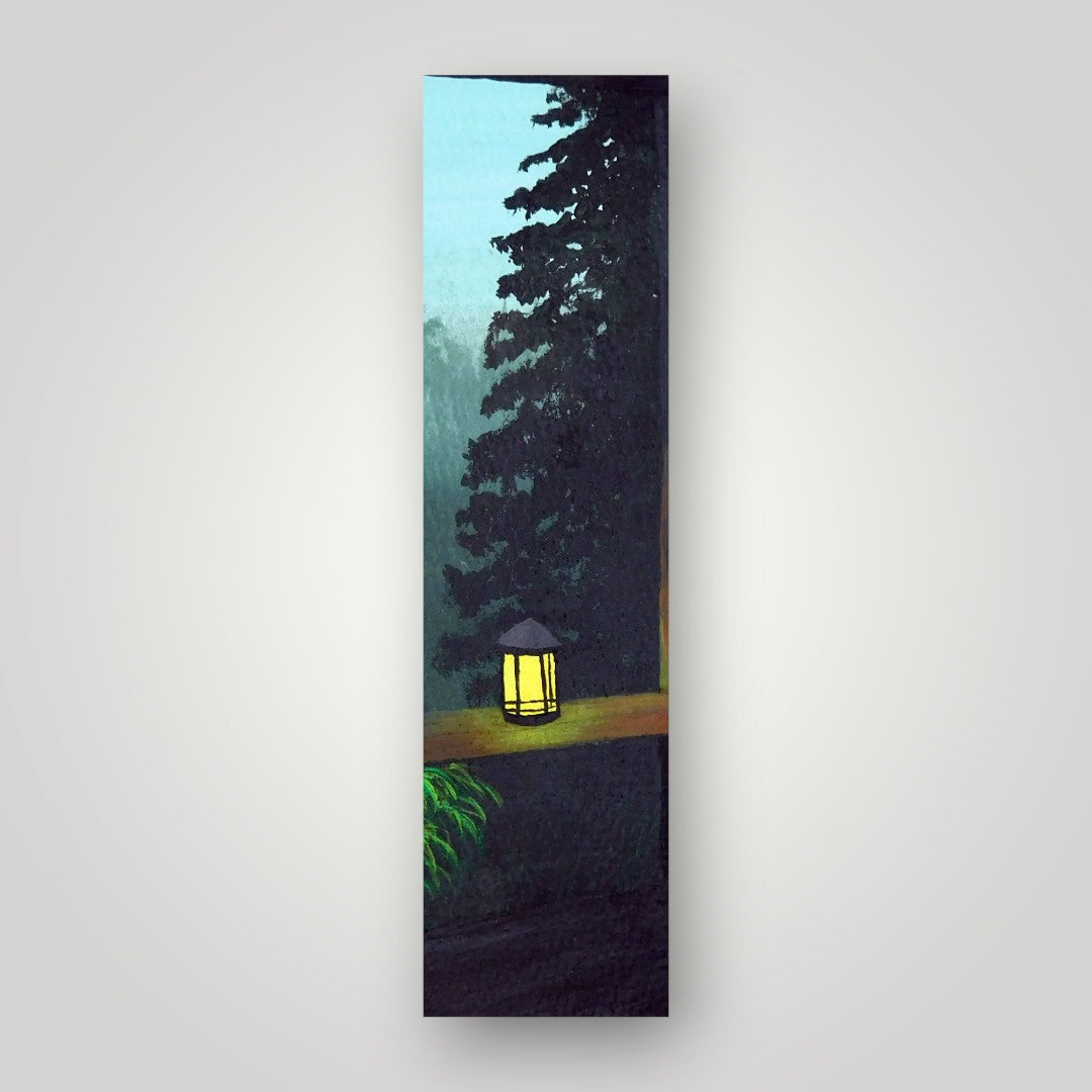 Lantern Forest Glow Night Scene Bookmark | Gouache Art Bookmark by SanBCreative