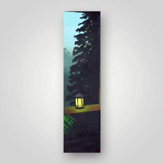 Lantern Forest Glow Night Scene Bookmark | Gouache Art Bookmark by SanBCreative