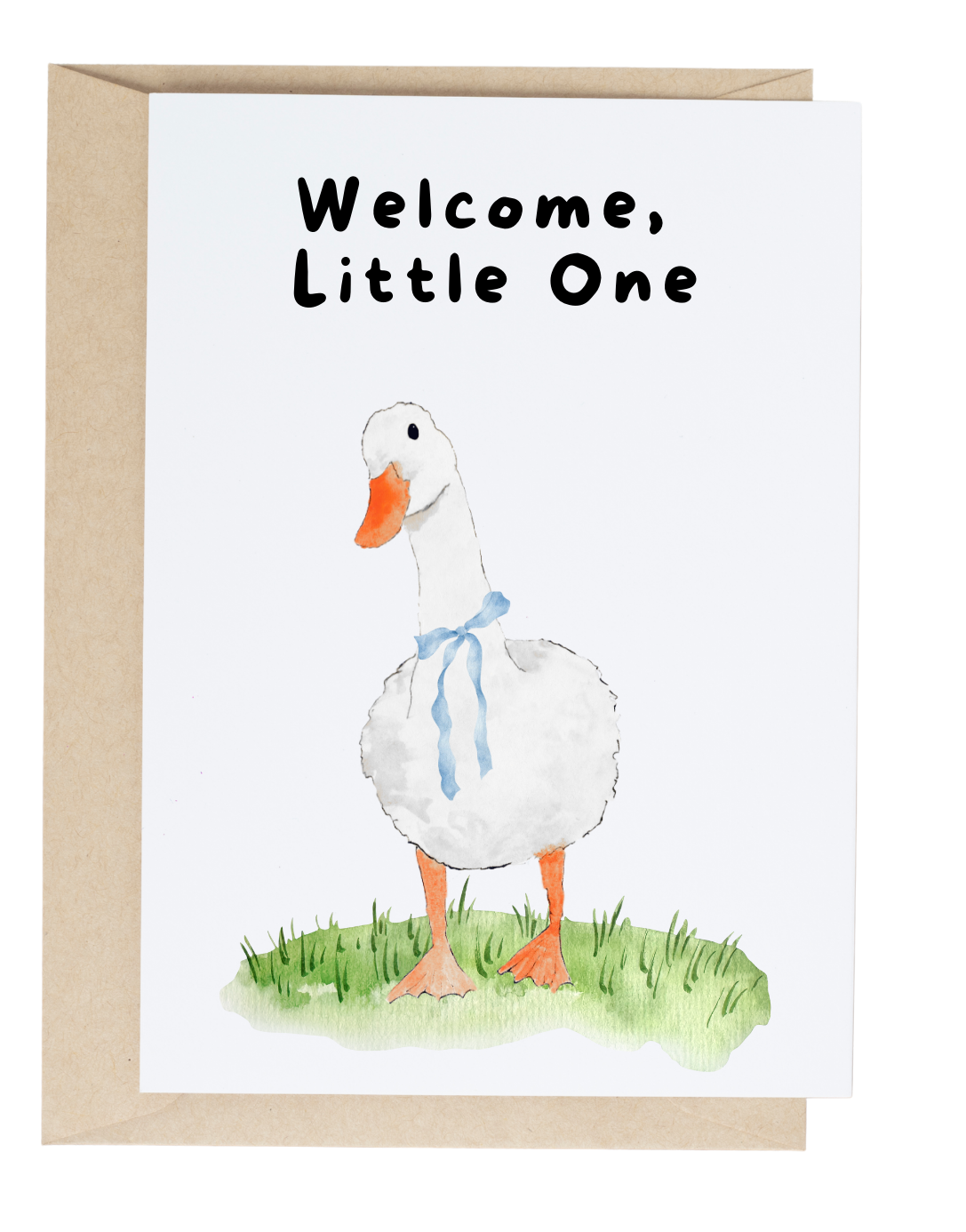 Welcome Little One Duck Baby Card (Blue Ribbon)