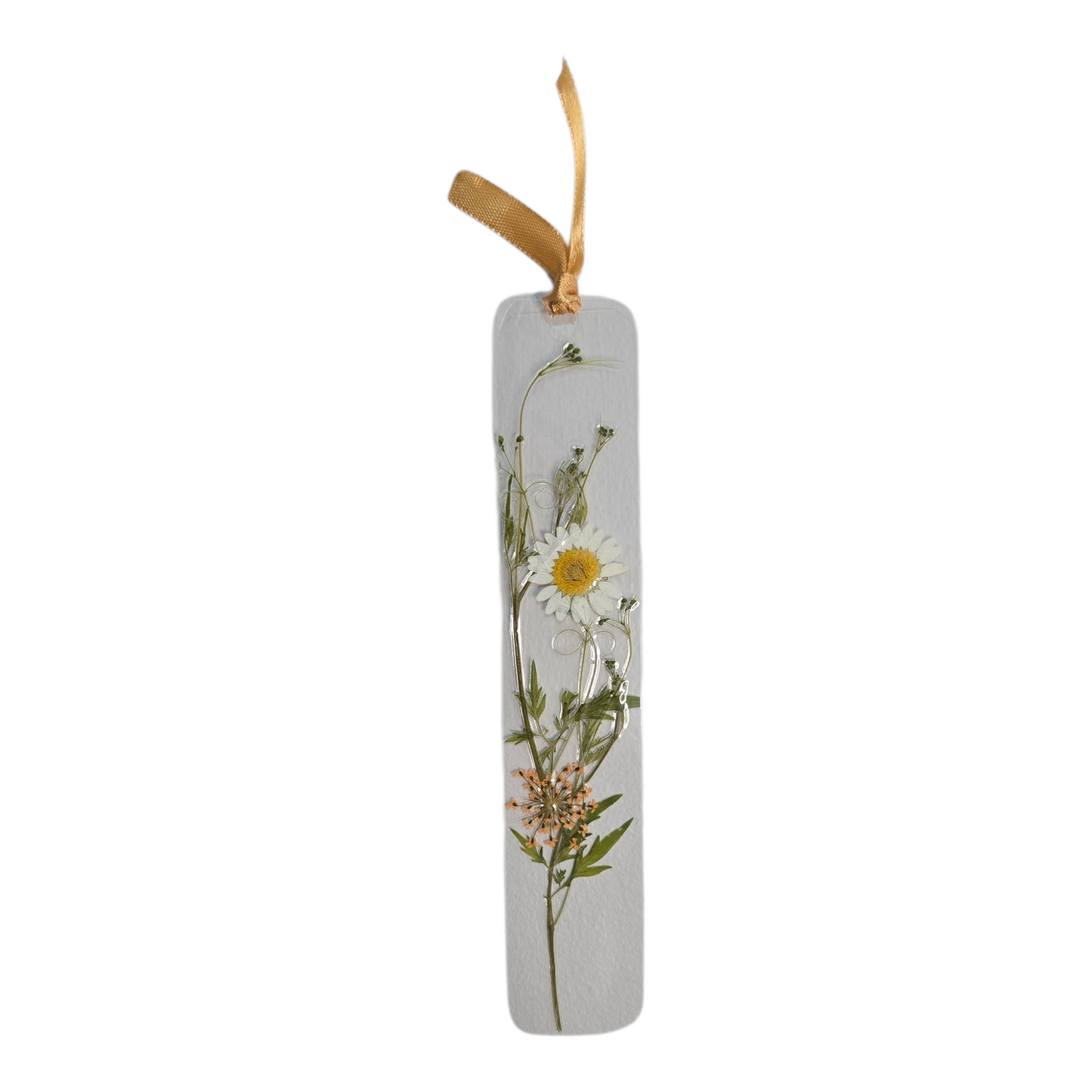 White Pressed Flower Bookmark – Handmade with Real Flowers