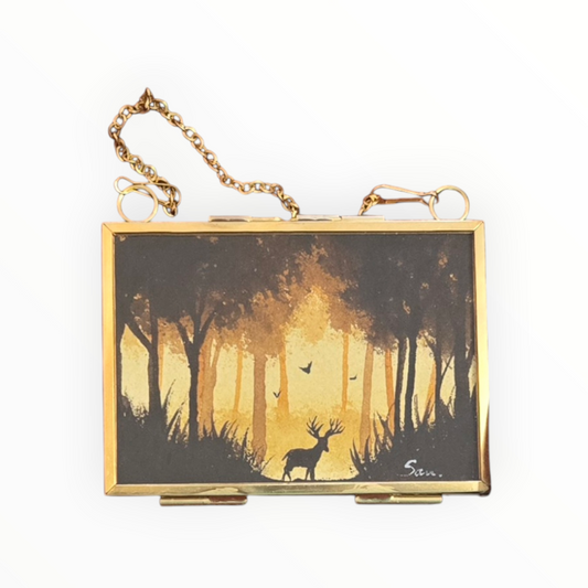 Woodland Stag Miniature - Framed ACEO Original Mini Art