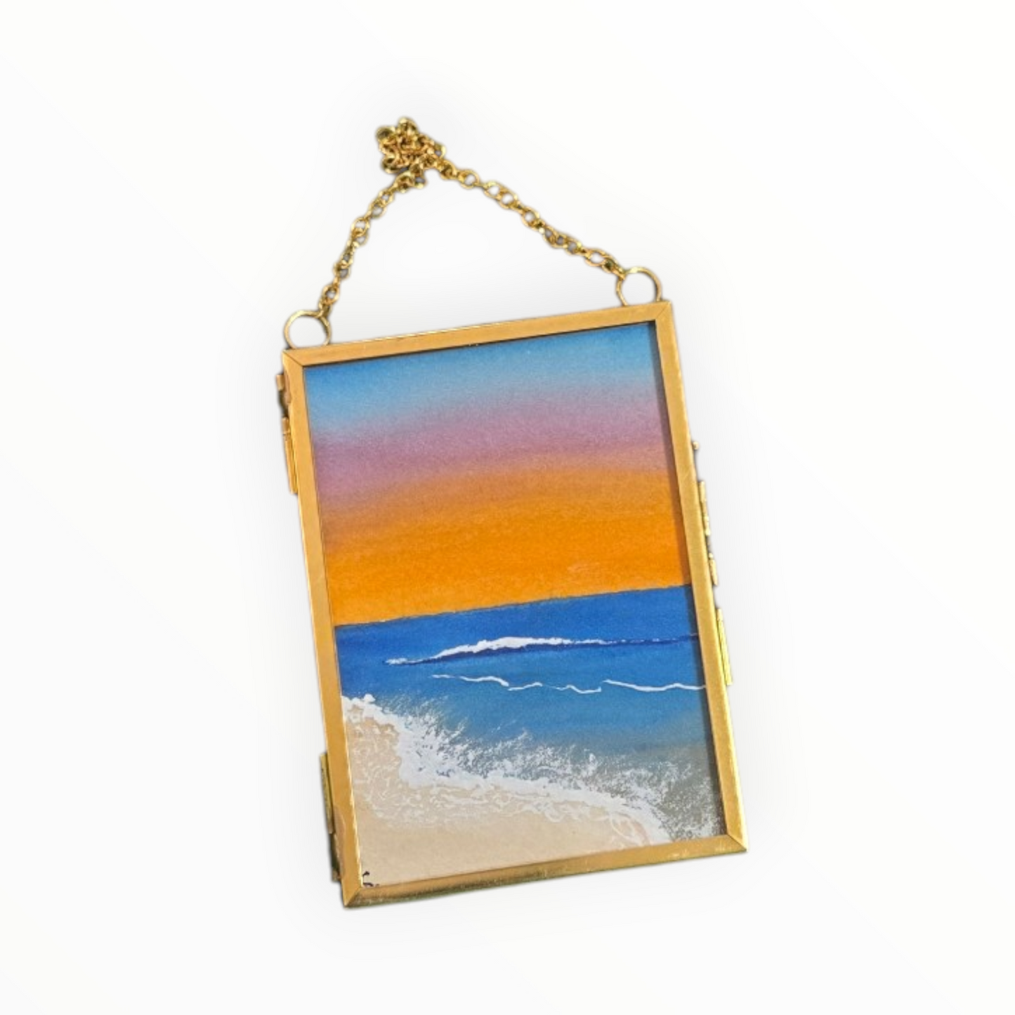 Coastal Sunset Miniature - Framed ACEO Original Mini Art