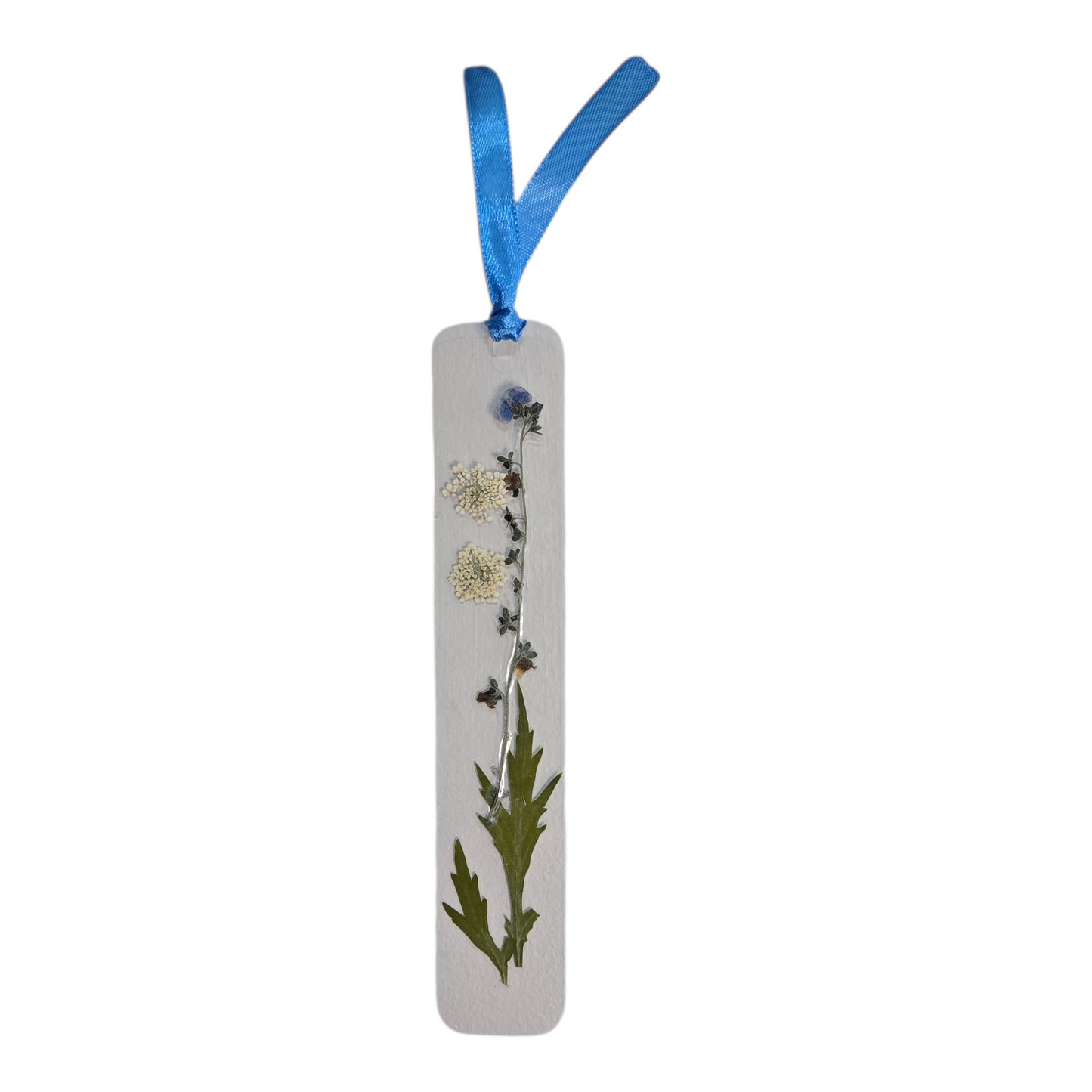 White Pressed Flower Bookmark – Handmade with Real Flowers