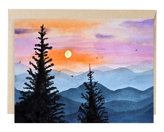 Blue Ridge Mountains Sunset Greeting Card (A2)