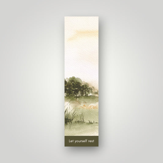 Let Yourself Rest Landscape Bookmark | Watercolor Art Bookmark by SanBCreative
