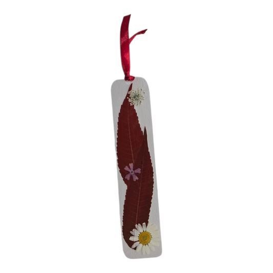 Red Pressed Flower Bookmark – Handmade with Real Flowers