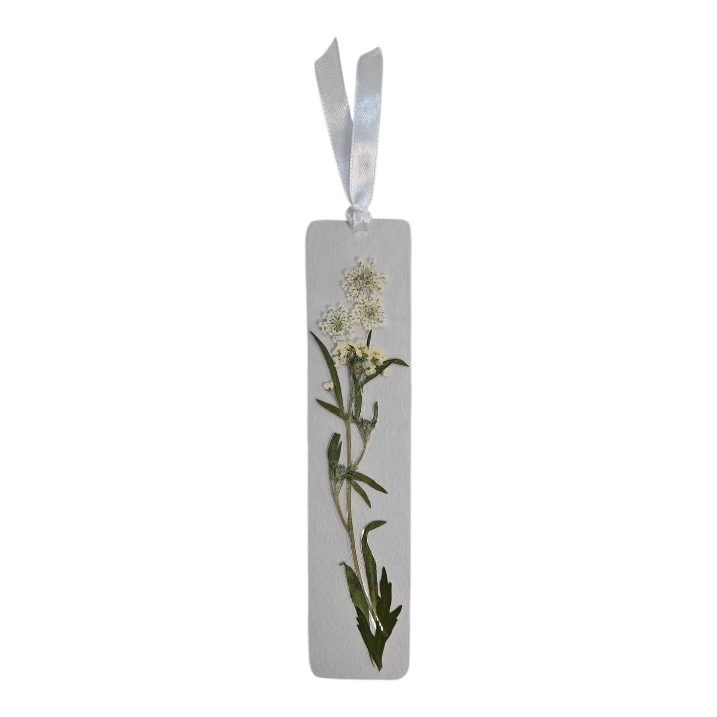 Pressed Flower Bookmark — Delicate White Blooms (Handmade)