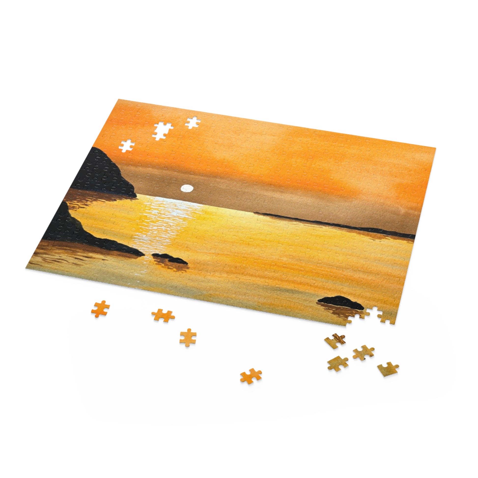 Unfinished Amber Tide puzzle showing sailboat at sunset 16x20