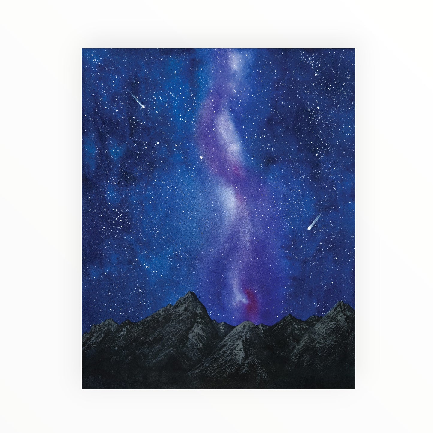 Aurora borealis over mountains in a starry night sky