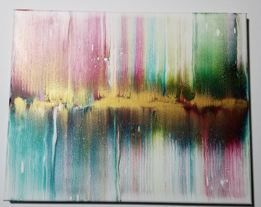 Golden Noise Acrylic Pour Painting