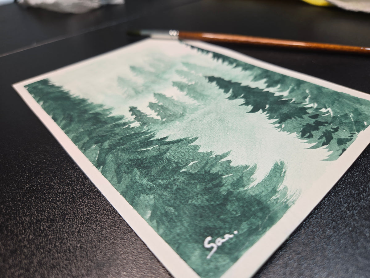Misty Forest | Watercolor Landscape Art