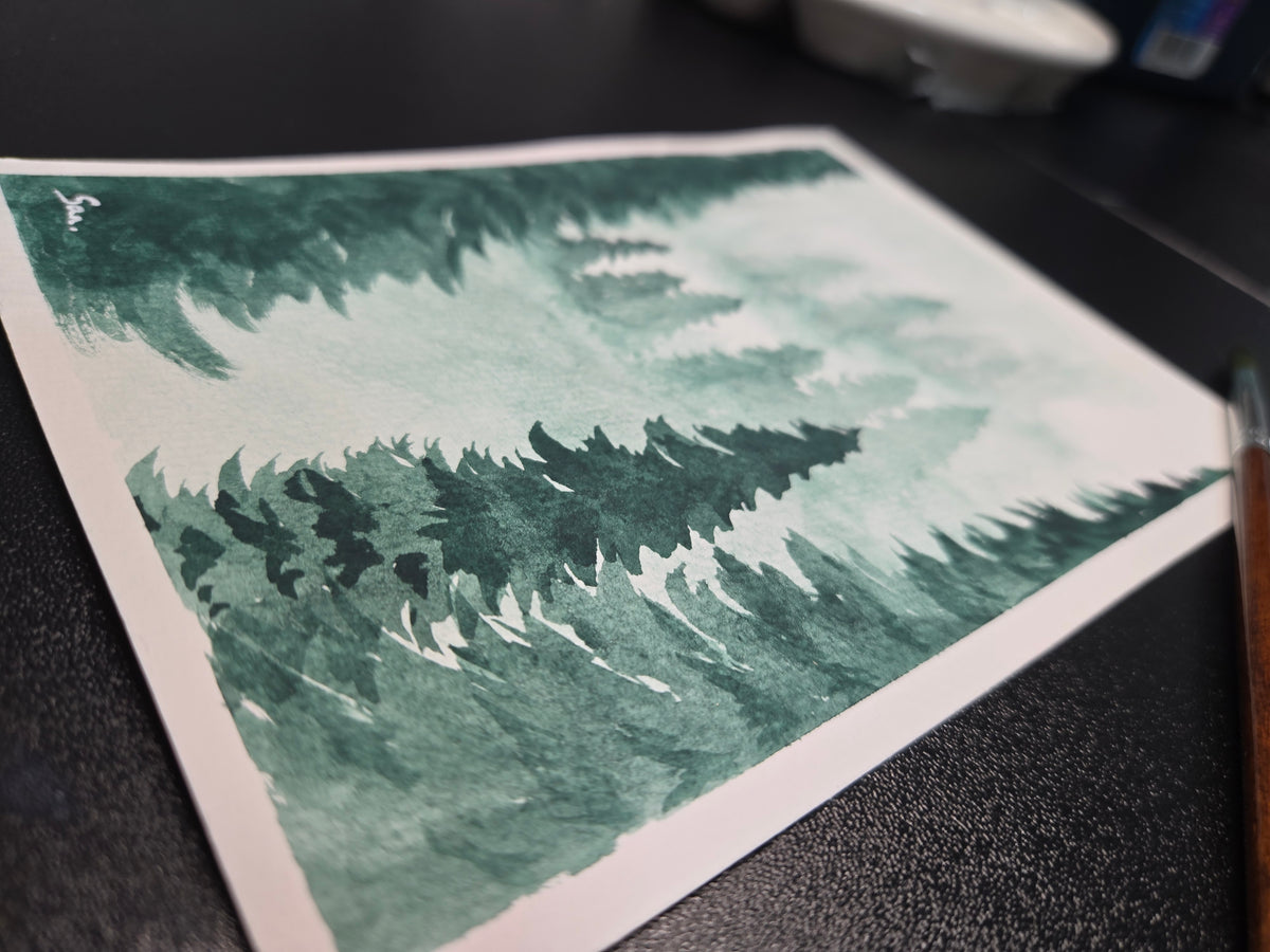 Misty Forest | Watercolor Landscape Art