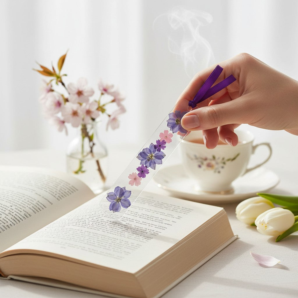 Purple Pressed Flower Bookmark – Handmade with Real Flowers