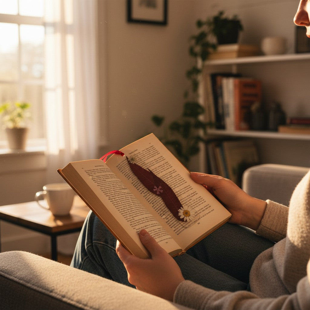 Red Pressed Flower Bookmark – Handmade with Real Flowers