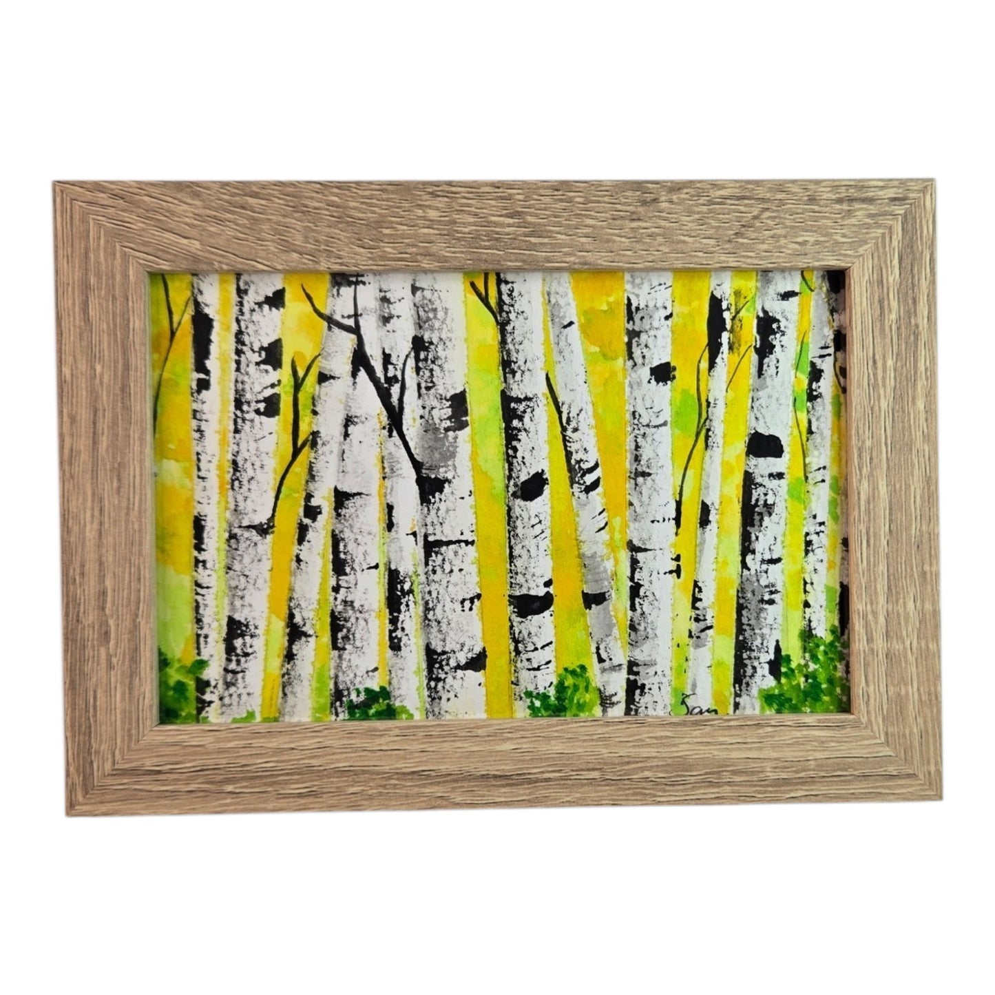 Mini Birch Forest Original Painting | Framed Woodland Art