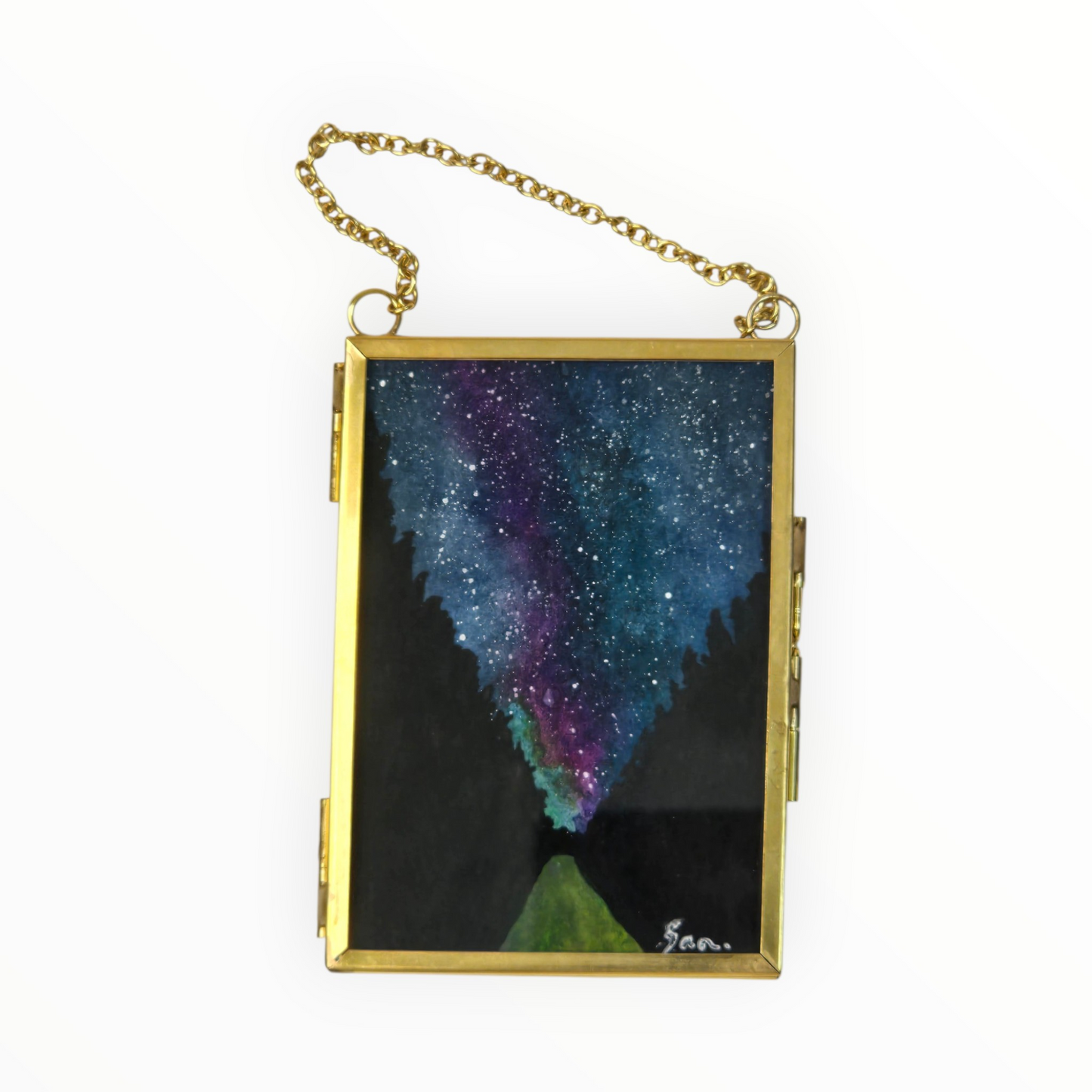 Milky Way Forest Path Mini Original Painting | Night Sky Art