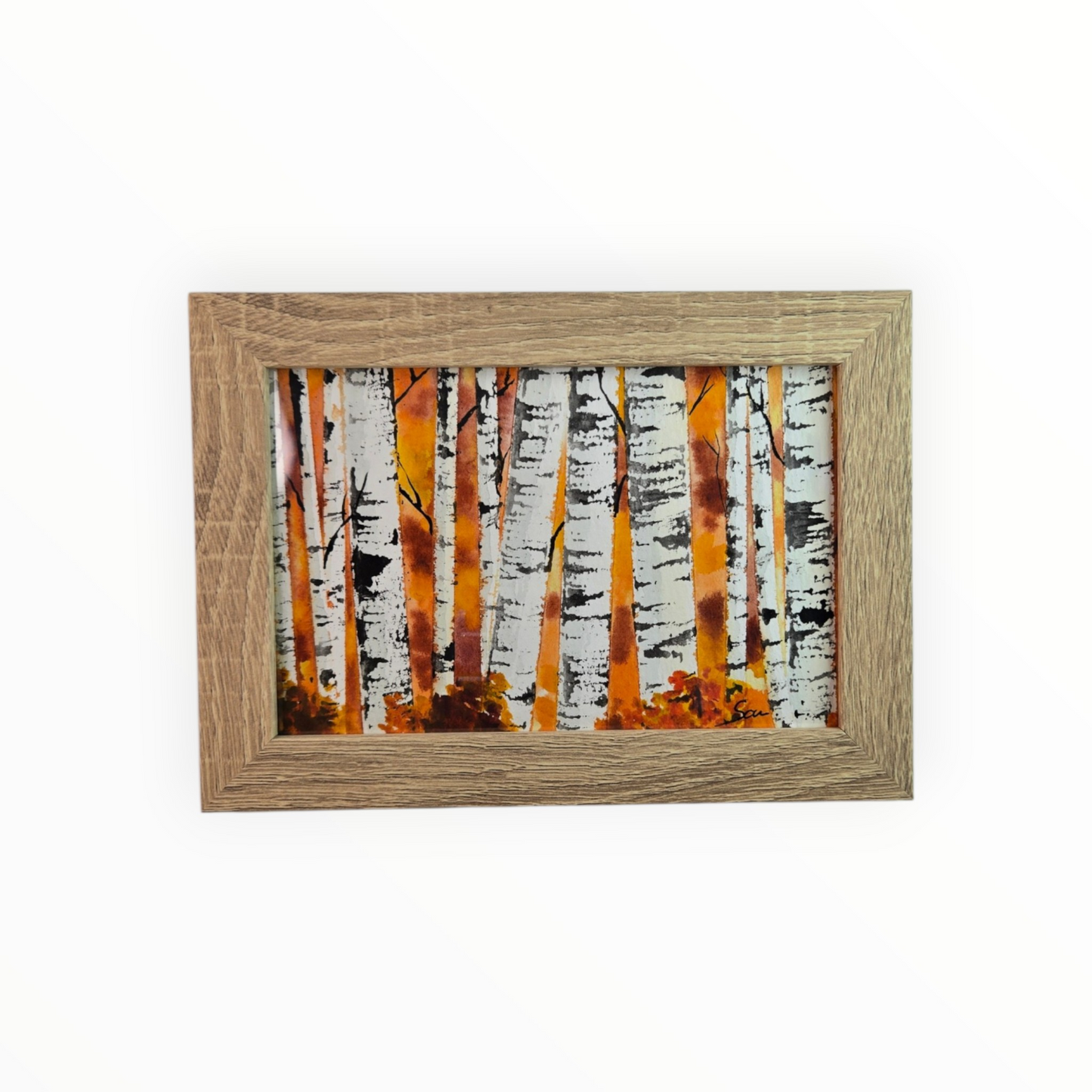 Autumn Birch Forest Mini Original Painting | Fall Nature Art