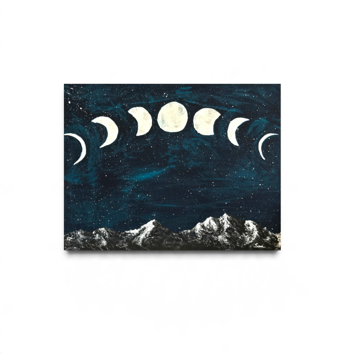 In All My Phases | 8x10 Original Moon Phase Watercolor Painting