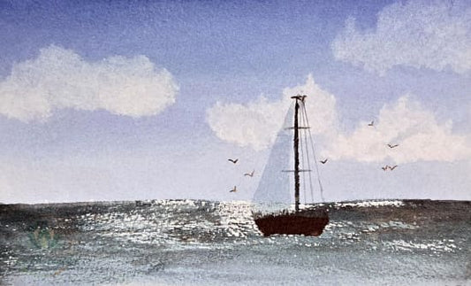 Sailboat Watercolor Original Art