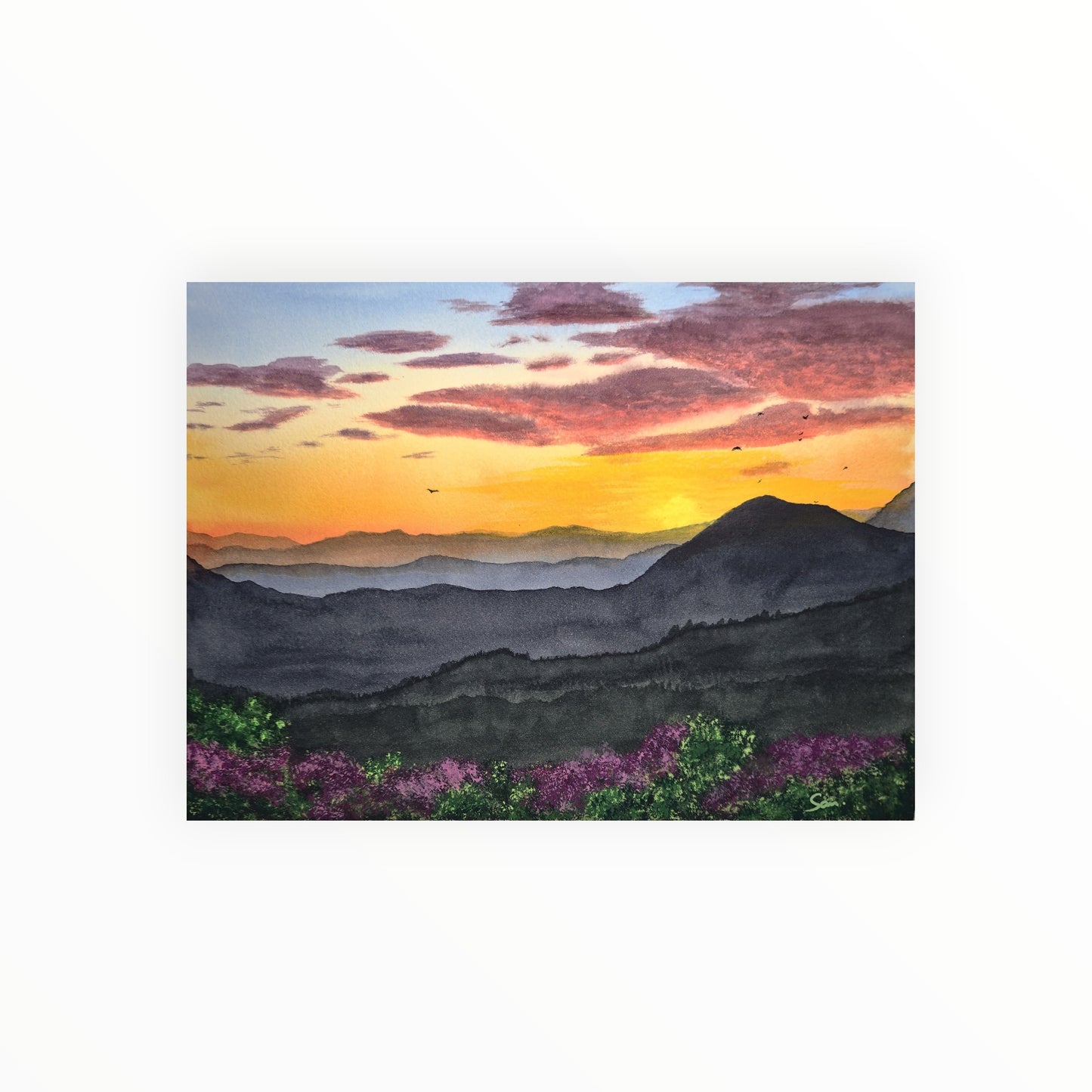What the Land Remembers | Original Blue Ridge Mountain Sunrise Watercolor Painting