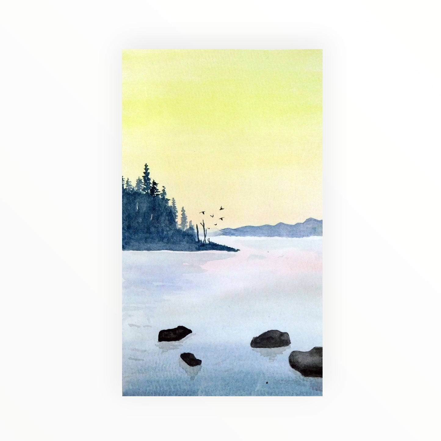 Yellow Dawn Over the Lake – Fine Art Print